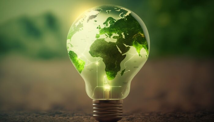 Green,World,Map,On,The,Light,Bulb,With,Green,Background,